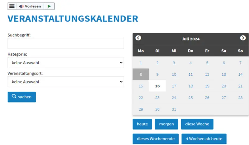 Veranschtaltungs kalender